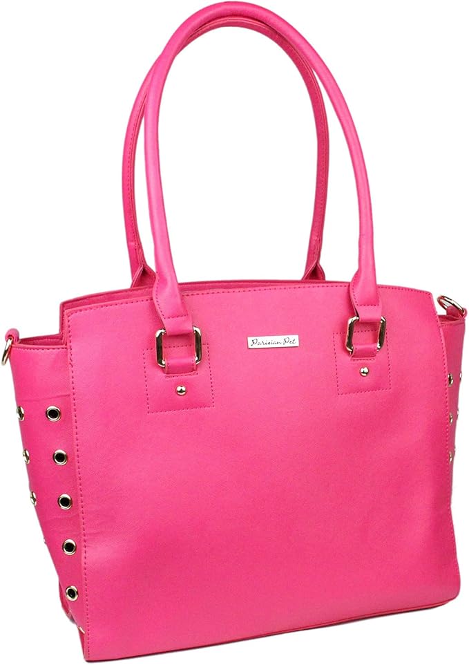 Parisian Pet Dog Purse – Hot Pink Breathable Pets Purse - Fashion Pet Carrier Purse - Leather Purse for Dog Carrying Small and Medium Dogs - Dog Purse Carrier - Adorable Puppy Carrier Handbag