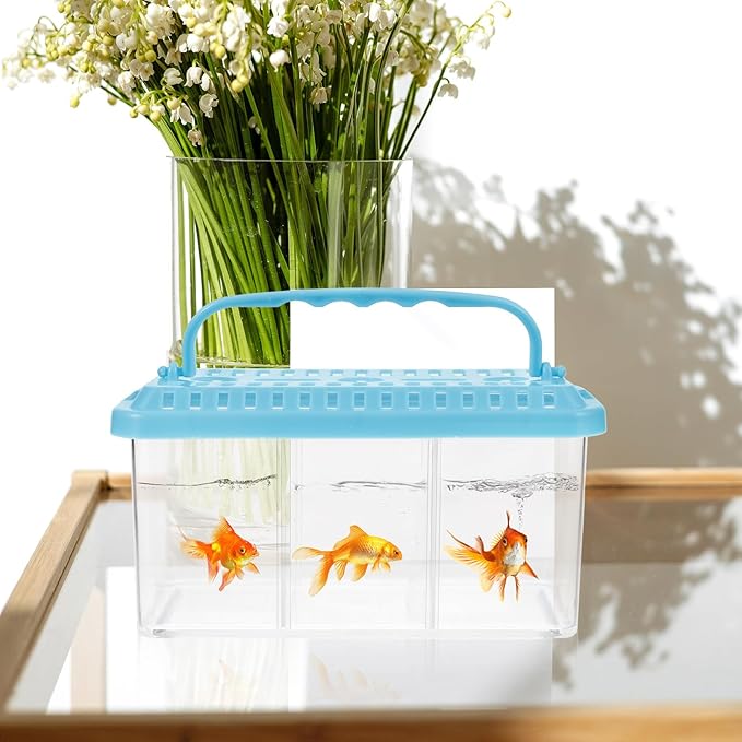Alipis Fish Breeding Box with Removable Divider 3-Compartment Fish Isolation Breeder Tank Plastic Aquarium Incubation and Separation Box for Betta