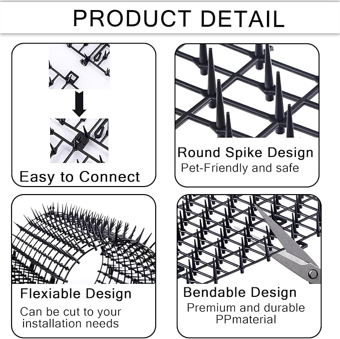 158" x 11.8 "Extra Long Cat Scat Mat with14 Staples, Cat Repellent/Deterrent Outdoor/Indoor Pet Proof Furniture Protector with Spikes Sprickle,Stop Cats & Other Animals from Digging Garden