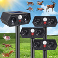 Solar Ultrasonic Animal Repellent Outdoor, 4Pack Solar Deer Deterrent Devices with PIR Motion Sensor, Ultrasonic Cat Repellent to Scare Squirre Rabbit Skunk Dog Raccoon Armadillos for Lawn Yard
