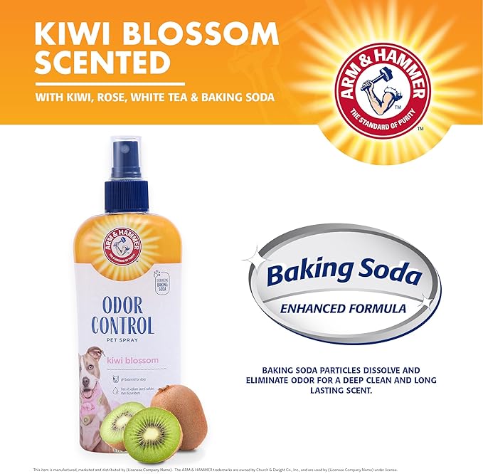 Arm & Hammer for Pets Super Deodorizing Dog Spray with Baking Soda for Odor Control, Freshens Coat Between Baths, pH Balanced Formula for Dogs, 8 Fl Oz - 2 Pack