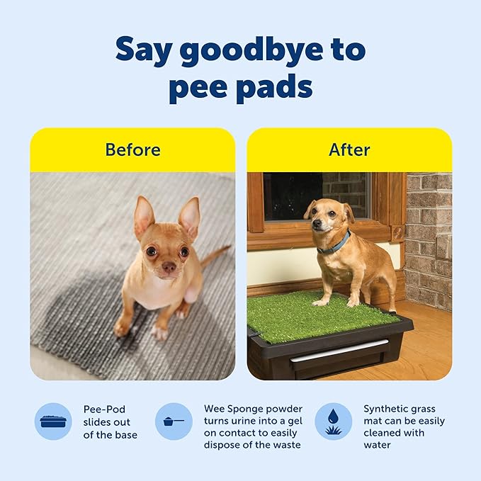 PetSafe Pet Loo Indoor Pet Toilet, Portable Dog Potty Station, Grass Pad Tray of Synthetic Grass Mat, Easy to Clean, Large
