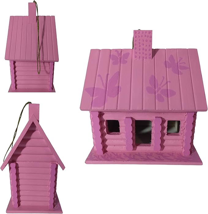 birdhouse/outdoors pink color hand painted