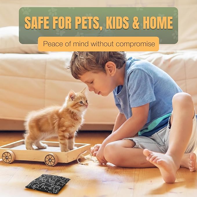 Cat Marking Prevention - Indoor - Permanent - Effective - Stops Cats from Marking or Peeing - Eliminates a Cats' urge to Mark, Put Bag Down & Your Problem is Solved! (Black with Cats)