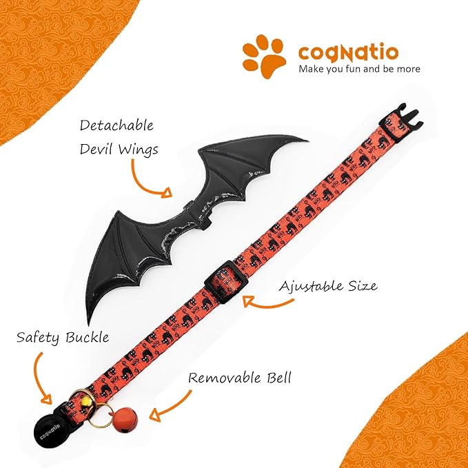 2 Pack Breakaway cat Collars with Bell,Safety Quick Release Pendant Cute Kitten Collar,Adjustable 20-30cm (Orange, 20-30cm)
