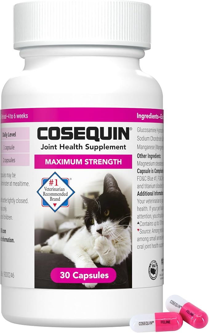 Nutramax Cosequin for Cats Joint Health Supplement, Contains Glucosamine for Cats, Plus Chondroitin, Supports Healthy Joints, for all Breeds and Sizes, Sprinkle Capsules, 30 Count