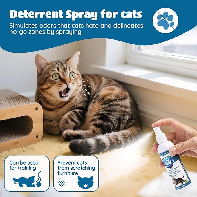 Cat Deterrent Spray - Indoor & Outdoor Cat Repellent, Stops Cats from Scratching Furniture, Carpets, Sofas, Curtains and Urine Marking - Effective Anti-Scratch Training Aid (blue1)