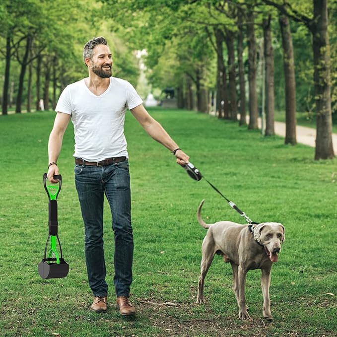 UPSKY 23.6 Inches Pooper Scooper for Large Small Dogs, Folding Dog Poop Scooper, Sturdy Spring and Premium Materials，Easy to Use for Grass, Dirt, Gravel Pick Up Shovel Green
