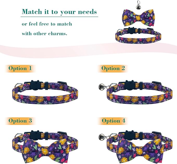 SuperBuddy Cat Collars Breakaway with Bell - 2 Pack Cat Safety Collars for Boys & Girls - Safety Buckle Kitten Collar for Pet Supplies,Stuff,Accessories