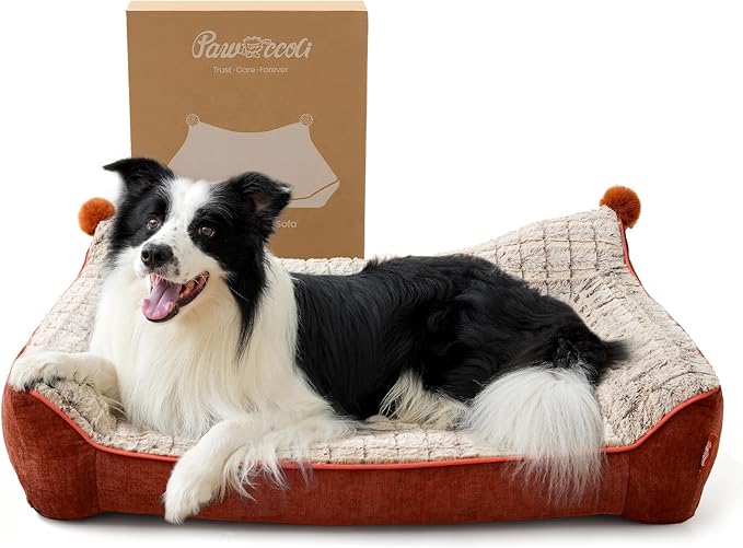 Orthopedic Dog Bed for Large Sized Dogs, Waterproof Supportive Egg Crate Foam Medium Dog Couch, Pet Bed with with Removable Bolsters, Washable Cover Non-Slip Bottom, (36''×26''×7.5'')