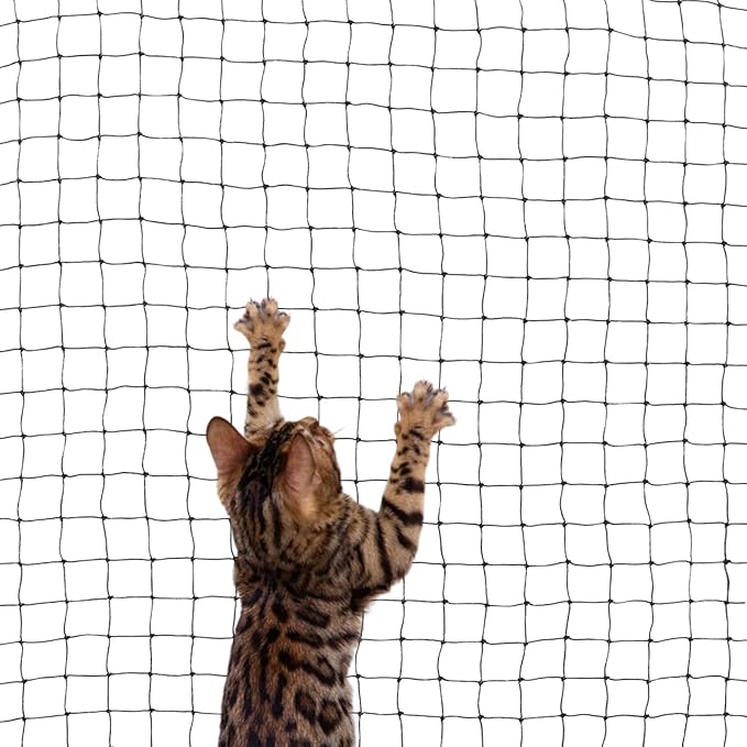 Cat Balcony Nets,10×13ft Carbon Steel Reinforced Anti-Fall Netting for Pets, Cat Safety Net Mesh Fence, Enduring Small Catio for Apartment Balcony Protection