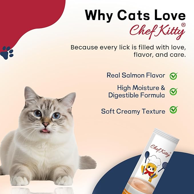 Cat Treats Lickable | Grain-Free Cat Food Toppers & Salmon Treats | Creamy Puree Squeeze Ups with Vitamin E & Taurine, Digestible Formula | 0.5 oz. Each Tube, Salmon Flavor | 10 Tubes
