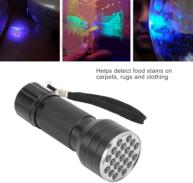 Black Light Flashlight, 21pcs LED Pet Urine Detector Light for Spot Detection, Outdoor Exploration, Portable Black Light Mini Flashlight for Pet Urine, Scorpion Hunting