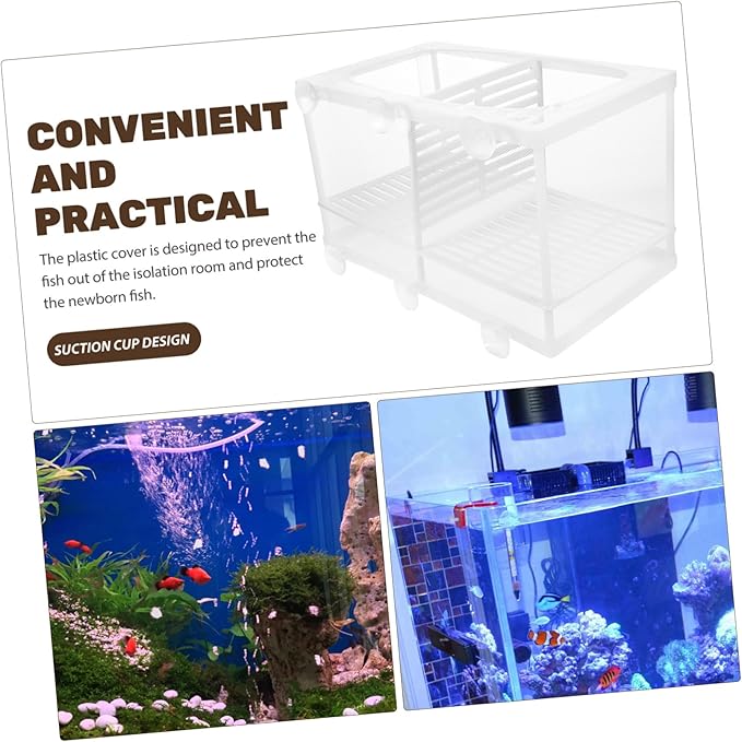 2pcs Fish Tank Breeding Isolation Box Suction Cups Efficient Divider for Shrimp and Fish Hatchery Easy to Install Aquarium Incubator Random Design