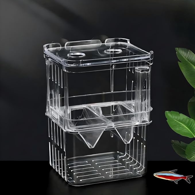 Aquarium Fish Breeder Box Hatchery Incubator,Multi-Functional Acrylic Breeder Isolation Box Hatching Incubator Box for Fish Fry Betta Fish Shrimp and Little Turtle