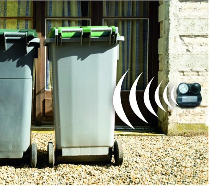 Bird B Gone Sonic Shield - Motion Activated Sonic Animal Repellent with Sound & Light - Outdoor Pest Deterrent for Birds, Squirrels, Cats, Dogs & Raccoons - Portable Yard, Patio & Garden Protection