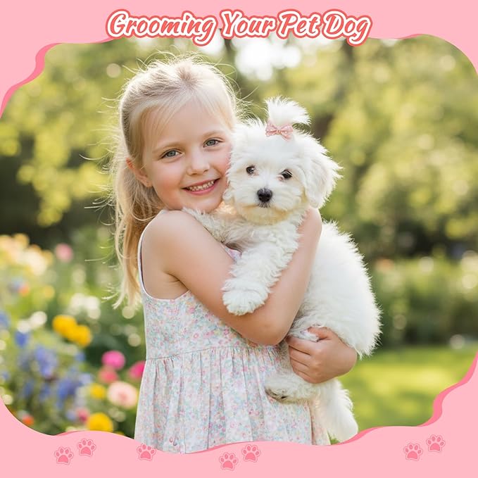 Ouligay 20PCS Small Dog Hair Bows with Rubber Bands Cute Dog Bows for Small Size Dogs Pink Puppy Bowknot Accessories Hair Ties for Yorkie Shih Tzu and Cat Girl