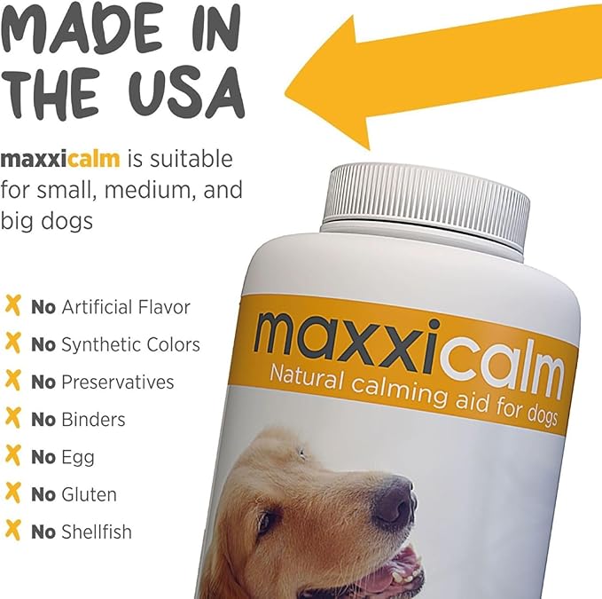 maxxipaws maxxicalm Natural Calming Supplement for Dogs (60 Tablets)