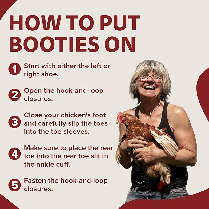 Chicken Shoes for Injured Feet – Protective Neoprene Footwear for Chicken, Open-Toe Design for Bumblefoot Relief, Made in USA (Chicken Shoes, Red, Medium Chickens)