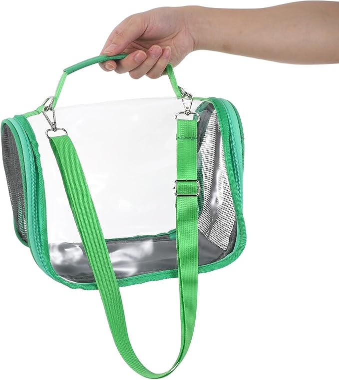 SUPVOX Portable Small Bird Travel Cage Carrier Lightweight Green Mesh Bag for Budgie Parrot Cockatiel Outdoor Picnic and Vacation Pet Transport