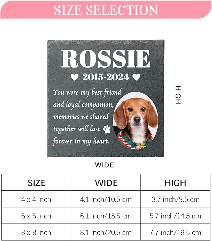 Alienc Personalized Pet Memorial Stone – Custom Dog & Cat Memorial Gifts for Loss, Outdoor Pet Grave Marker, Sympathy Keepsake for Dogs and Cats