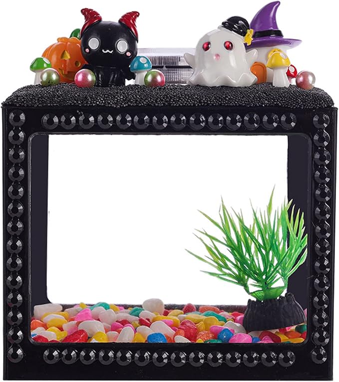 Small Betta Fish Tank Plastic Fish Bowls Single Fish Aquariums Clear Cube Tanks for Feeding Box DIY Craft Acc Plastic Bowls Small Betta Fish Tank Decorations