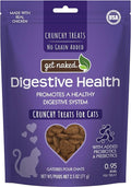 Get Naked Digestive Health Crunchy Cat Treats 2.5oz - Chicken Flavor, Grain-Free Cat Probiotics for Indoor Cats, Supports Healthy Digestion, Dental Health & Immunity, Made in The USA