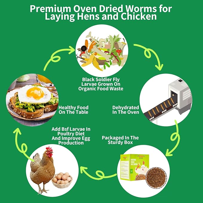 KAYHEN Dried Black Soldier Fly Larvae 5LB Non-GMO BSF Larvae for Chickens More Calcium Than Mealworms High-Protein Chickens Treats for Layer Hens Wild Birds Ducks