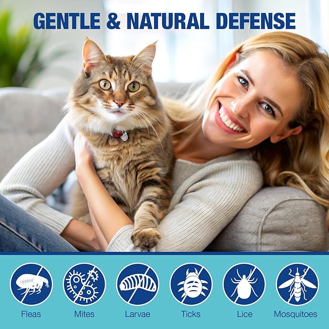 Flea and Tick Prevention for Cats Chewable, Natural Cat Flea Treatment, Oral Kitten Cat Flea & Tick Control, Flea Pills Supplement with Vitamins Support Immune, Skin & Coat, 200 Soft Chews (Chicken)