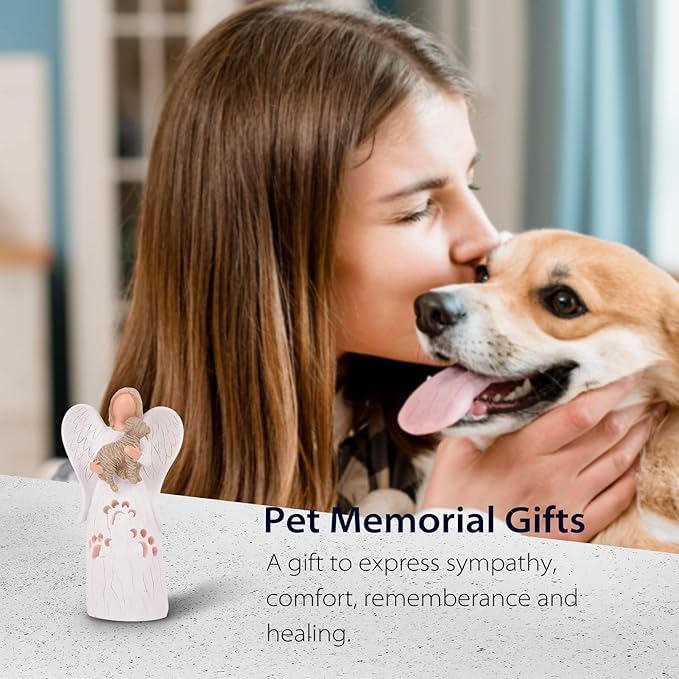BEARAE Loss of Dog Sympathy Gift, Dog Memorial Gifts, Loss of Dog Candle Holder, Dog Passing Away Statue, Dog Angel Figurine, Pet Memorial Gifts for Dogs