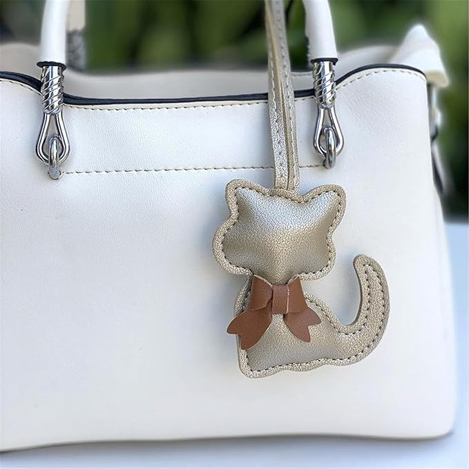 Soft Leather Bow Charm Handmade Fashionable Cat-Themed for Phone Camera Strap & Collar Decoration Stylish Bowknot Bag Charm