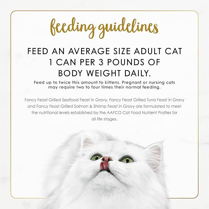 Fancy Feast Purina Grilled Wet Cat Food Seafood Collection in Wet Cat Food Variety Pack - 3 oz. Cans,(Pack of 60)