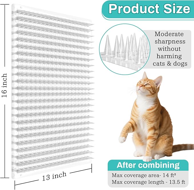 Mardili 10 Packs Scat Mat for Cats,Cat Spike Mat with 13X16 inches,Cat Repellent Mat Deterrent Indoor& Outdoor,Training Pads Keep Cats and Dogs Off Couch, Bed