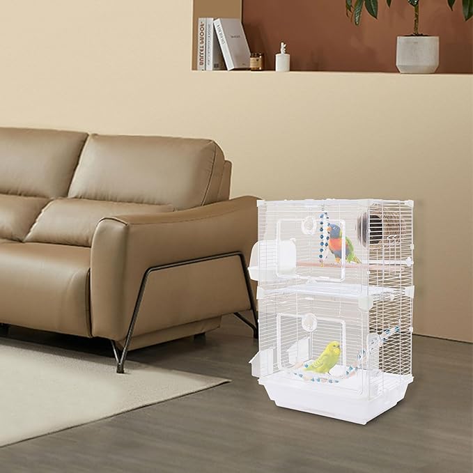 24.8 inch Flight Bird Cage Portable Bird Carrier Travel Bird Cage for Conure Sun Parakeet Green Cheek Conure Lovebird Budgie Finch Canary Travel Birdcage with Handle and Perches