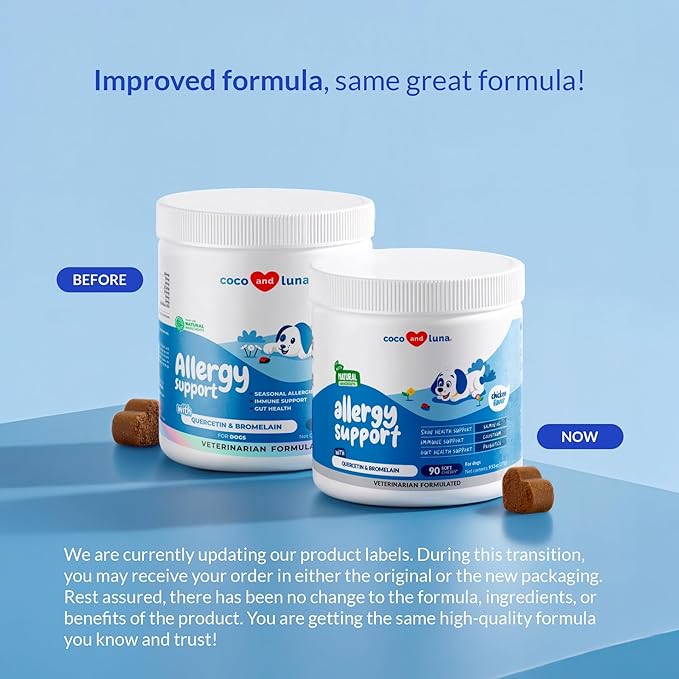 Allergy Support for Dogs - with Vitamin C, Omega 3 and Colostrum - Itch Relief, Allergy Relief for Dogs, Skin Soother - with Probiotics for Immune System Health (Soft Chews)