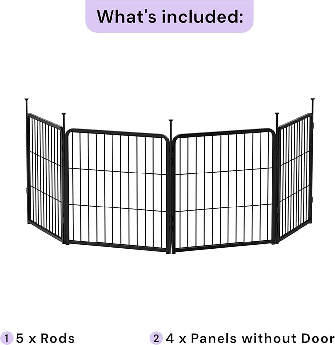 SunsGrove Dog Playpen Outdoor, Heavy Duty 24 Inch 4 Panels Puppy Play Pen for Indoors, Free and Safe Play Dog Fence, Black