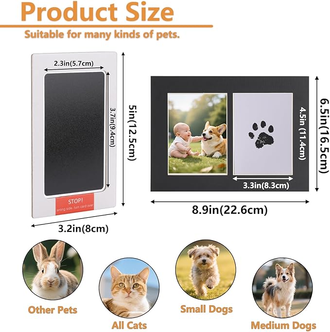 Dog Paw Print Kit, Clean Touch Paw Print Kit for Dogs Cats,Dog Memorials & Funerary DIY Gift to Dog Lover for Puppy & Newborn Baby
