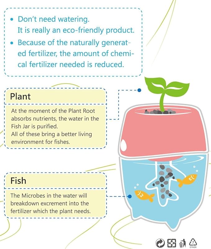 Dr. Moss Aquaponic Fish Tank Aquarium for Betta Fish with Water Garden Planter Top Lid Natural Ecosystem for Plant Growth (Green)