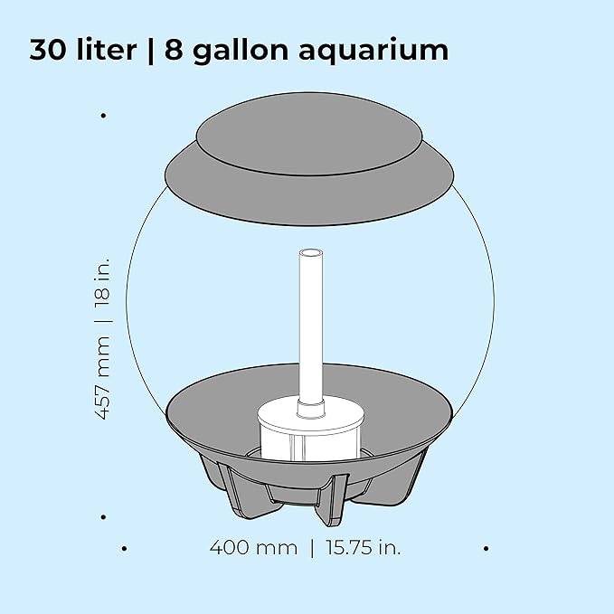 biOrb Halo 15 Acrylic 4-Gallon Aquarium with Multi-Color Remote-Controlled LED Lights, Gray