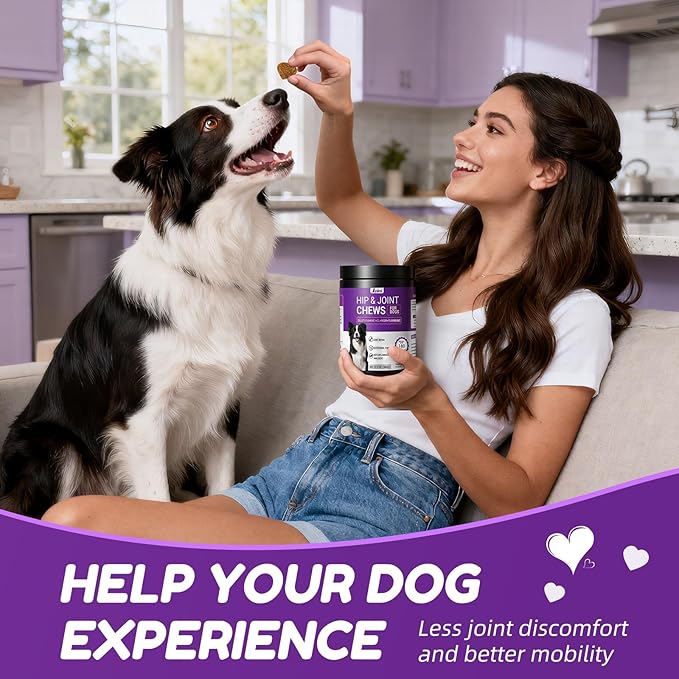 Hip and Joint Supplement Dogs, Glucosamine Chondroitin Joint Supplement for Dogs, Joint Chews for Dog Joint Pain Relief 180 Ct Chicken Flavored Fit All Breed