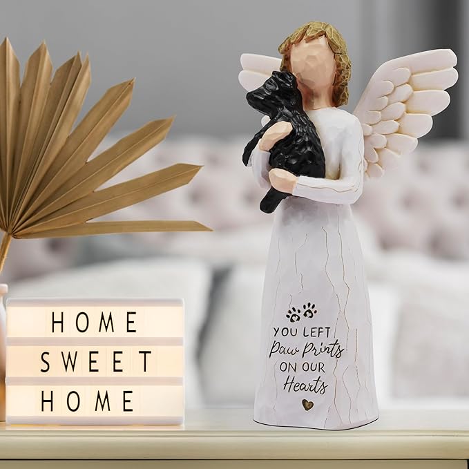 BORLESTA Pet Dog Memorial Gifts for Loss of Dog Mom Gifts for Women, Pet Loss Sympathy Gift, Pet Memorial, Bereavement Gifts Dogs Angel Figurines (Black)
