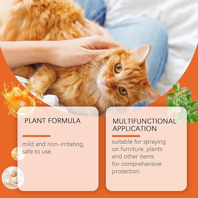 Roseye Cat Deterrent Spray for Indoor Use - Gentle & Effective Spray to Discourage Scratching & Marking, Natural Boundary Aid for Furniture & Plants, 100ML/3.38oz/2-Pack