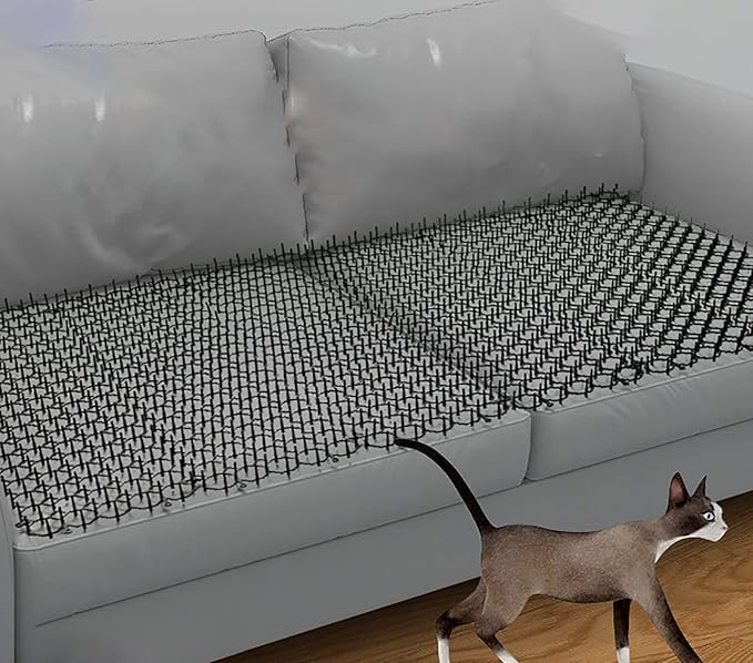 CMYUN Cat Scat Mat with Spikes/Cat Repellent Mats for Sofa Furniture Chair, Connectable Cuttable Pet Deterrent Spike Mat, Indoor Cat Pee Deterrent(12 pcs)