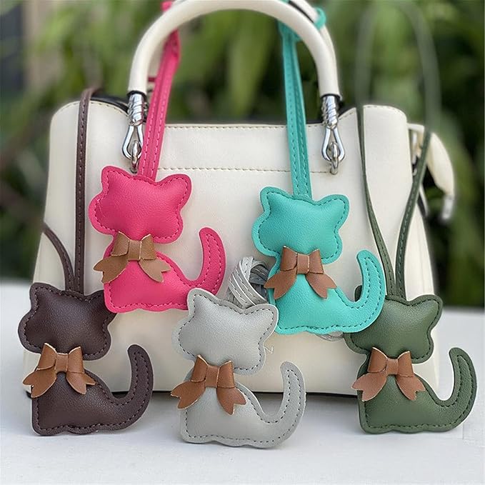 Soft Leather Bow Charm Handmade Fashionable Cat-Themed for Phone Camera Strap & Collar Decoration Stylish Bowknot Bag Charm