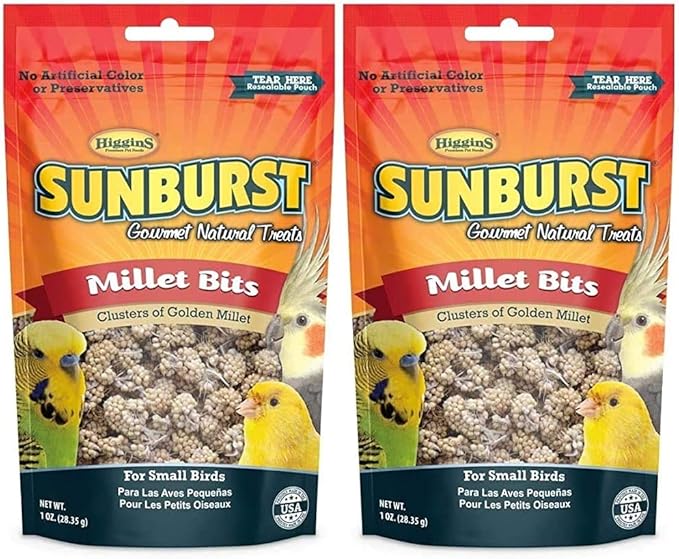 Higgins 2 Pack of Sunburst Millet Bits for Small Birds, 1 Ounce Each