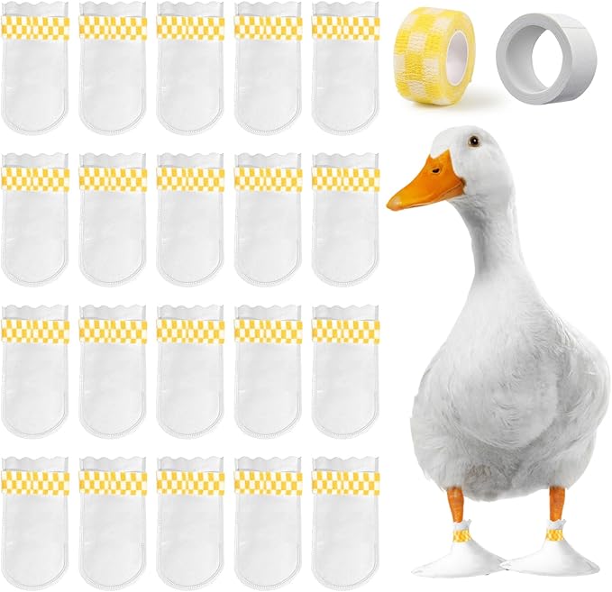 Disposable Boots for Real Duck Feet, Bumble Foot for Duck Supplies with Bandage, Large Size (Yellow, 20 PCS)