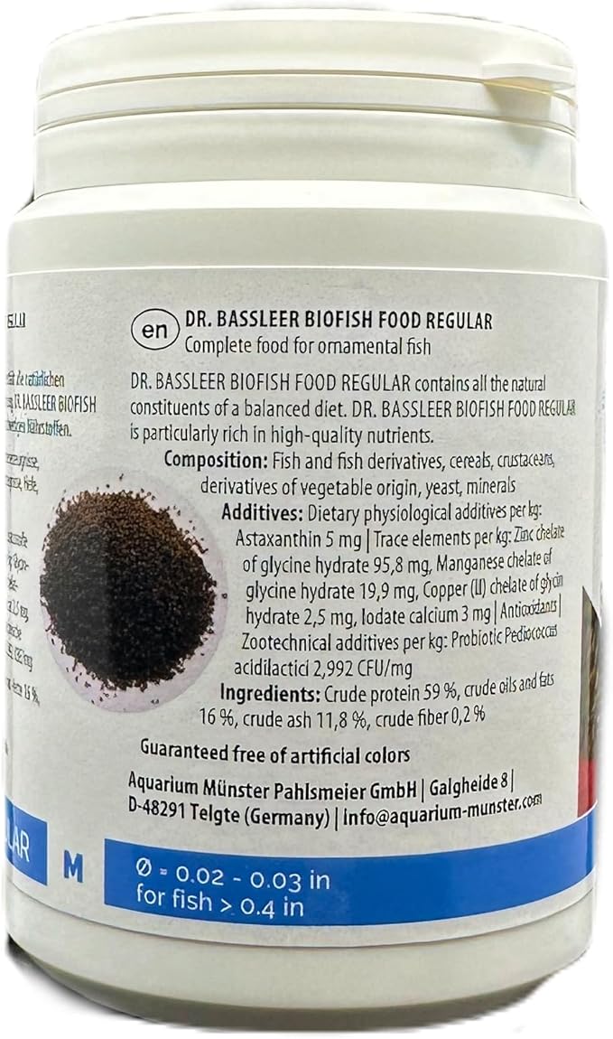 Bassleer Regular BioFish Food - Formulated for Optimal Fish Health (X-Lrg, 170g)