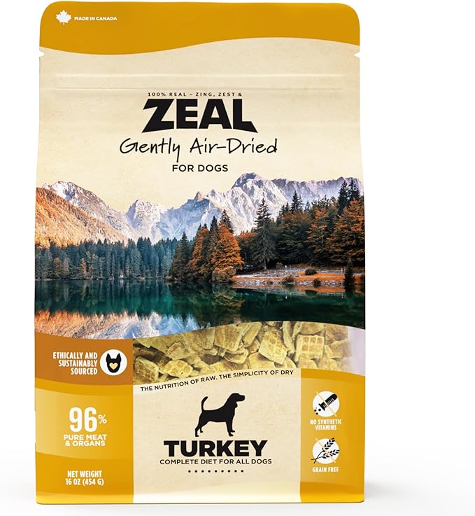 ZEAL Canada Air-Dried Turkey Recipe for Dogs - High Protein, Natural Superfoods, Nutrient Rich, No Fillers, Grain Free, Complete & Balanced (Turkey, 1 lb)
