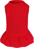 Dog Dresses Cat Skirt Solid Color Dog Clothes Summer Sleeveless Puppy Girl Clothes for Small Pet Dogs Cats (Red, Small)