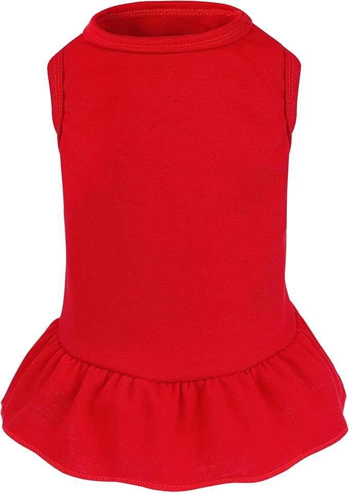 Dog Dresses Cat Skirt Solid Color Dog Clothes Summer Sleeveless Puppy Girl Clothes for Small Pet Dogs Cats (Red, X-Small)